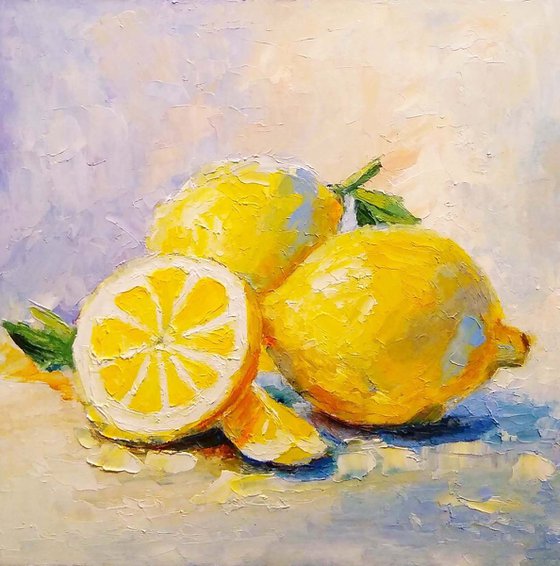 Still life with lemons oil painting