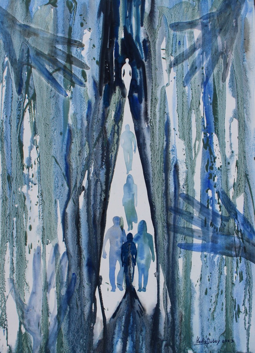 Impressionistic Portrait Watercolour By Nadiia Dubei, 22 X 30", Path To The Light, Original Artwork