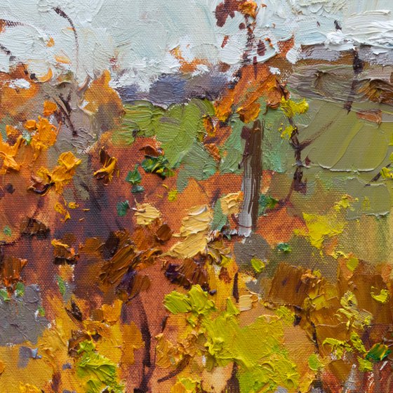 Autumn vineyard Landscape painting