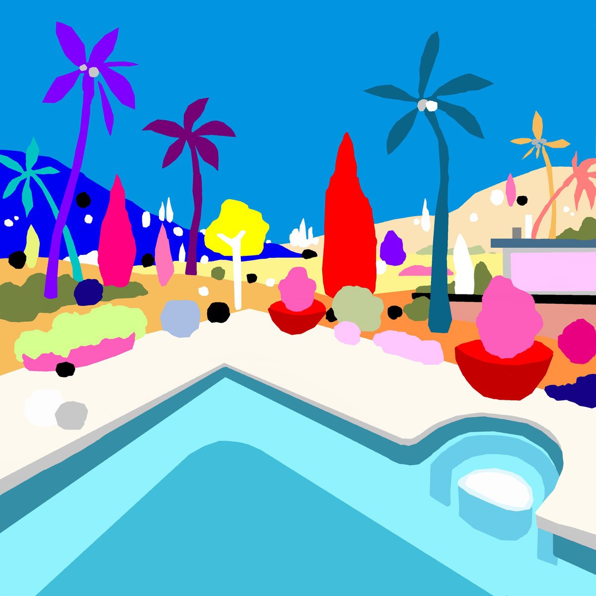 Impressionistic Landscape Giclee Print By Alejos, 17 X 17, The Jacuzzi, Original Artwork