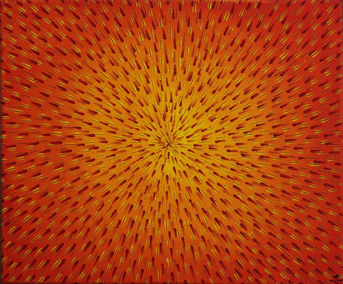 Abstract Acrylic Painting By Jonathan Pradillon, 18 X 15, Spark, Original Artwork