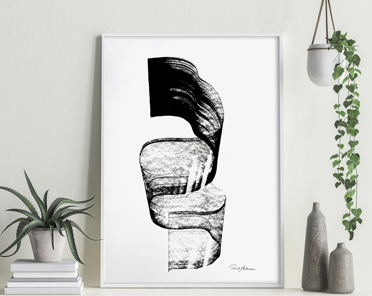 Expressive Abstract Ink Drawing By Randi Antonsen, 17 X 24", Gesture, Original Artwork