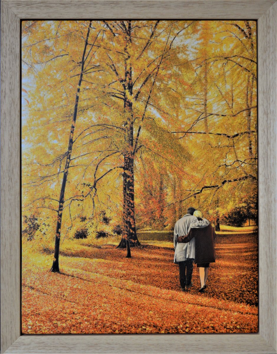 Photorealistic Landscape Oil Painting By Paul Simpkins, 14 X 18", Silk Wood Stroll Westonbirt, Original Artwork