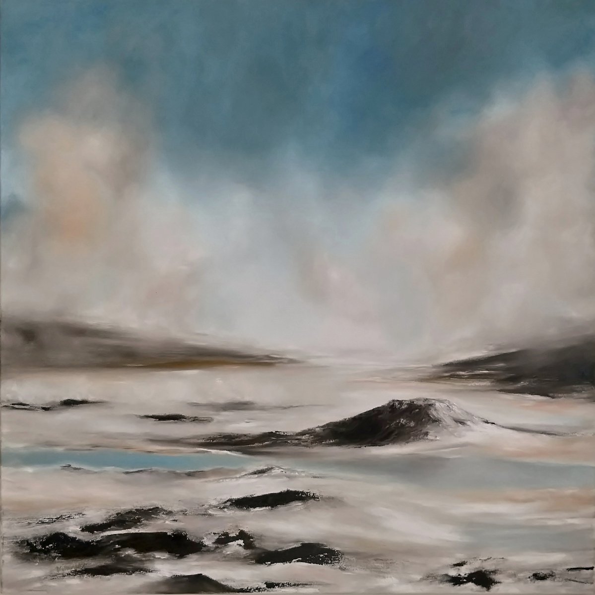 Ancient Geyser; large square canvas by Nella Alao