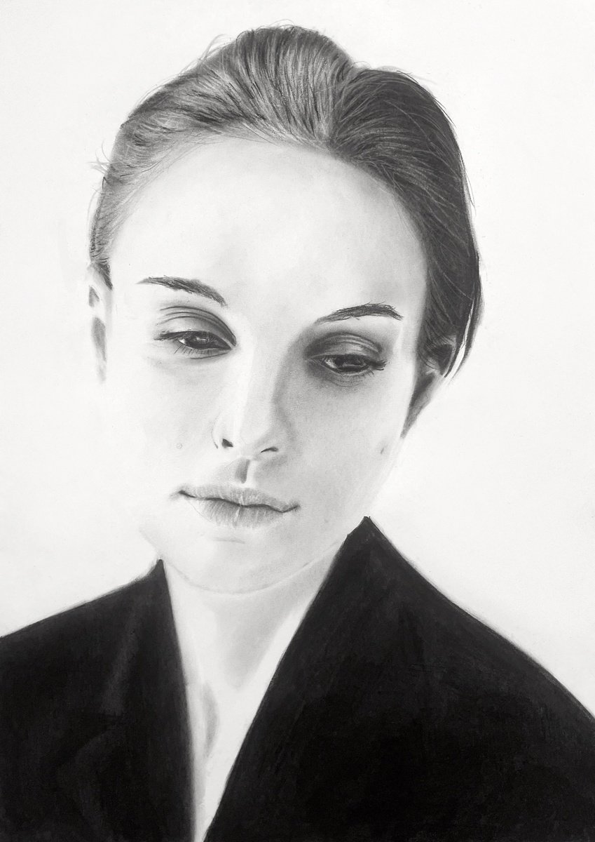 Photorealistic Portrait Charcoal Drawing By Denny Stoekenbroek, 12 X 17, Natalie, Original Artwork