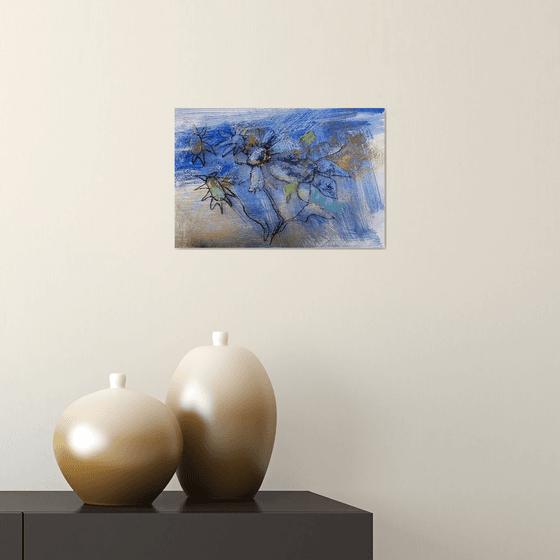 Abstract Chamomile in Blue