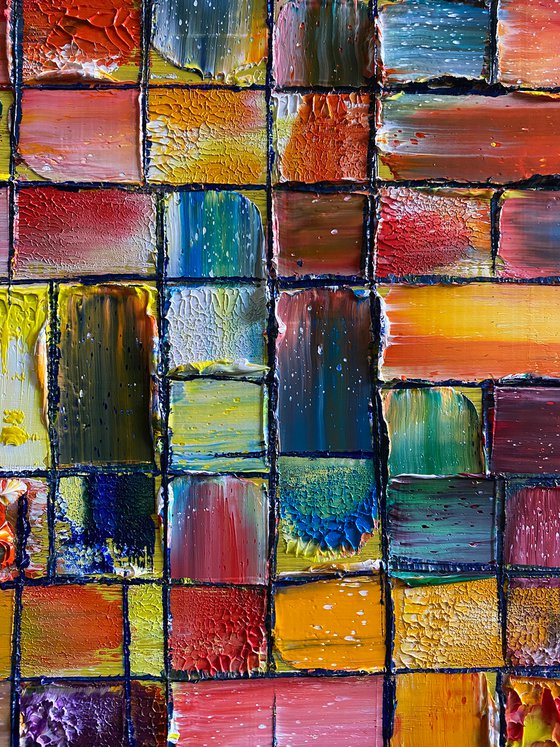 "Taste The Rainbow" - Original PMS Oil Painting On Reclaimed Wood - 28 x 12 inches