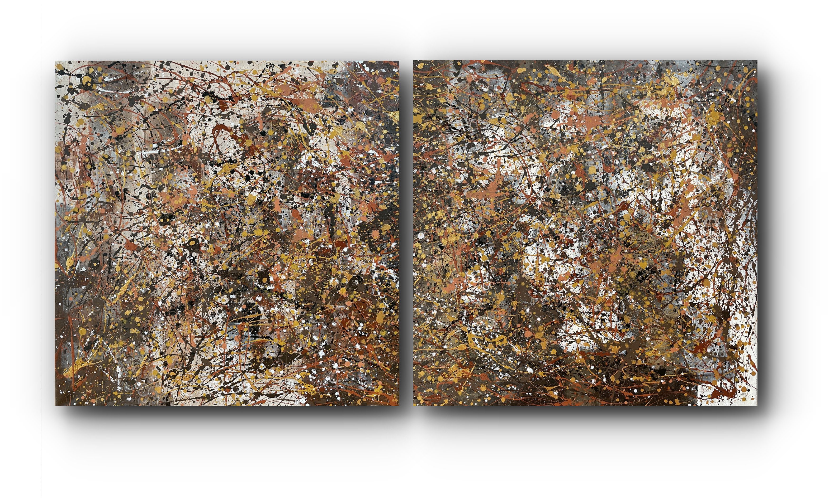 Abstract Acrylic Painting By Juan Jose Garay, 79 X 39", Diptych-Sunriseinthesavannah, Original Artwork