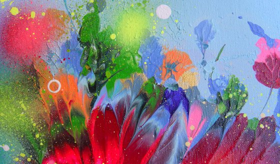 FLOWERS-3 /40 x 40 cm - (16 x 16”) Floral Abstract Painting