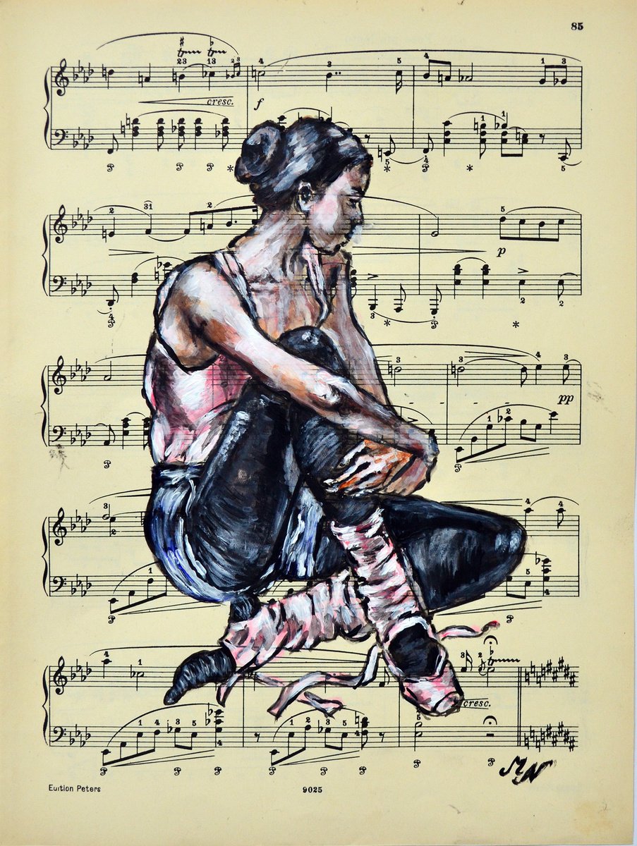 Ballerina XXI - Vintage Music Page, GIFT idea by Misty Lady - M. Nierobisz