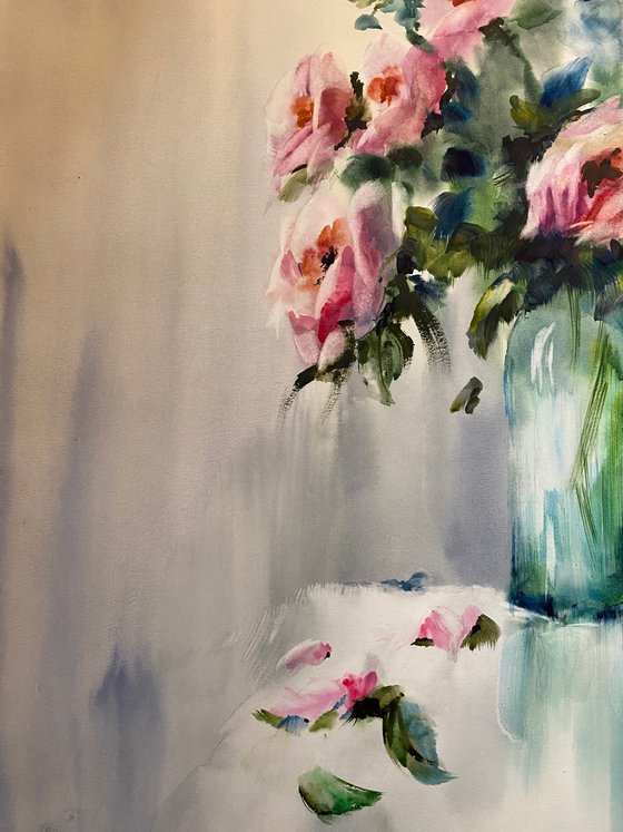 Watercolor “Still life. Peonies” perfect gift