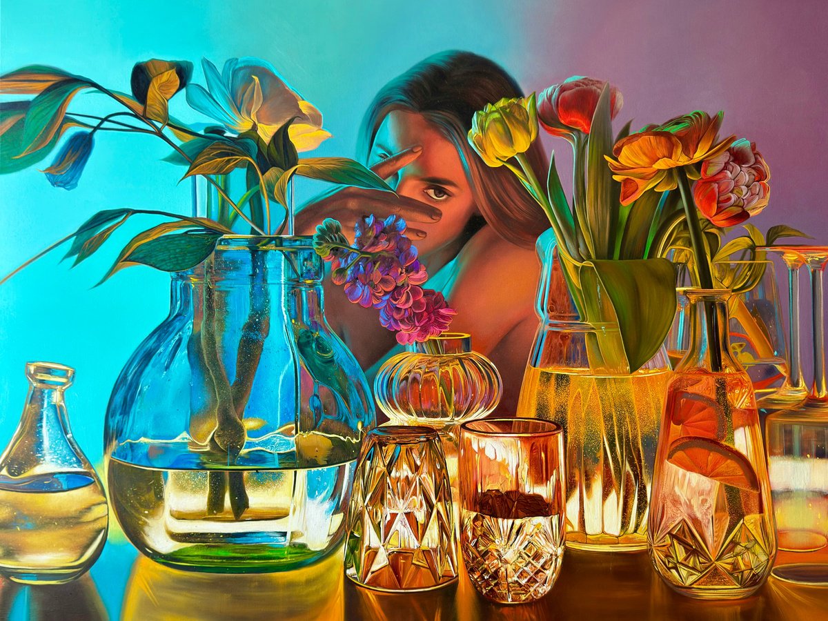 Impressionistic Botanical Oil Painting By Anastasia Parfilo, 47 X 35, In The Light, Original Artwork