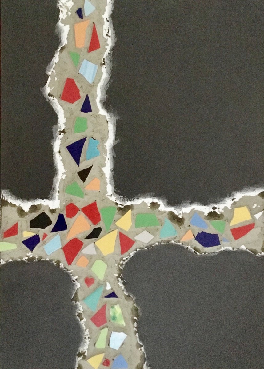 Abstract Painting By Vera Klimova, 20 X 28", At The Crossroads Of All Roads, Original Artwork