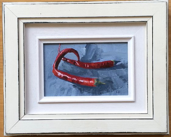 Two chillis - Framed