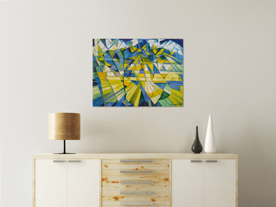 Cubism - Mountains - 3 (60x80cm, cubism, oil painting, ready to hang)
