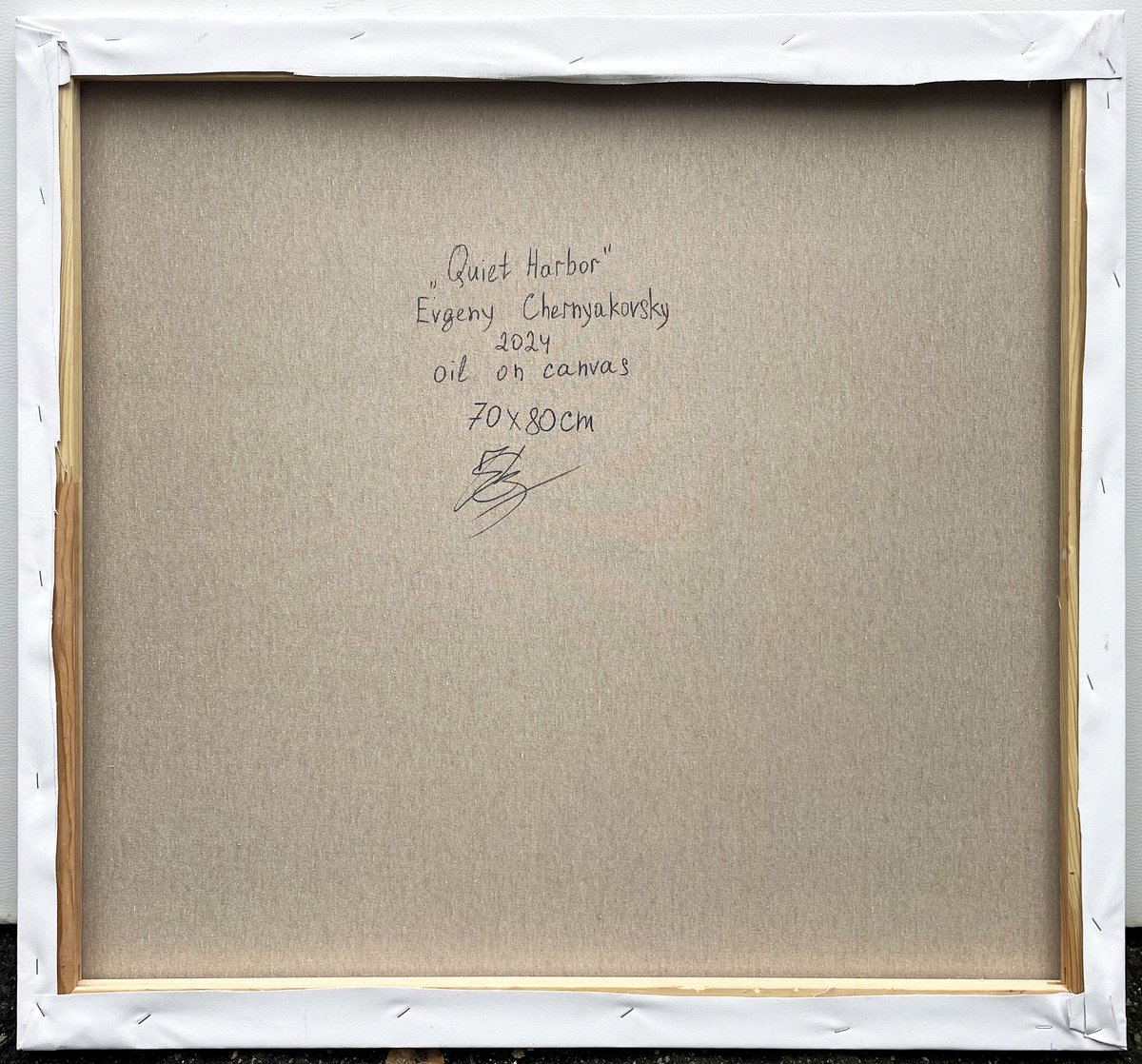 Impressionistic Landscape Oil Painting By Evgeny Chernyakovsky, 31 X 27, Quiet Harbor, Original Artwork