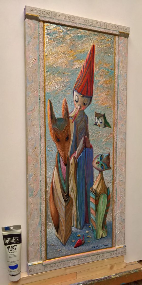 PINOCCHIO, THE FOX AND THE CAT - ( integrated decorated Frame )