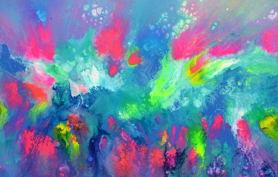 FREE SHIPPING - Happy Harmony X - 150x60 cm - Big Painting XXXL - Large Abstract, Supersized Painting - Ready to Hang, Hotel Wall Decor