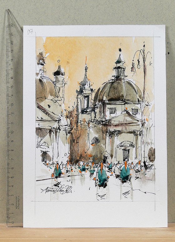 Rome, Watercolor Art.