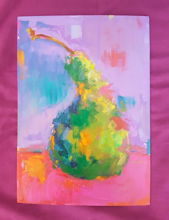 Pear on a Pink Table