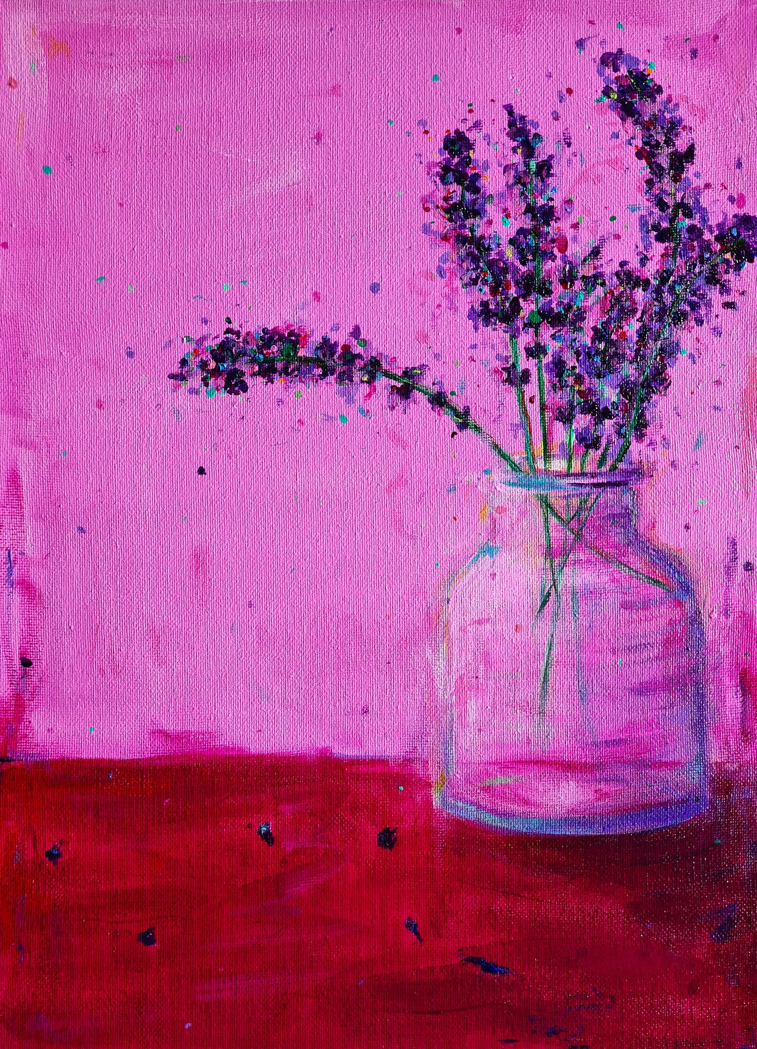 Impressionistic Botanical Acrylic Painting By Dawn Underwood, 12 X 16, Lavender, Original Artwork
