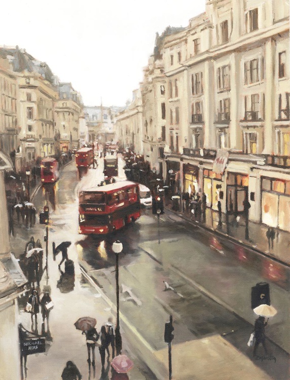 images Regent Street London Painting raining on regent street london oil painting
