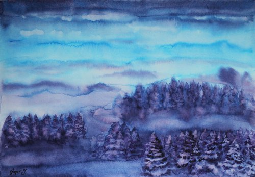 Spruces in the fog by Julia Gogol