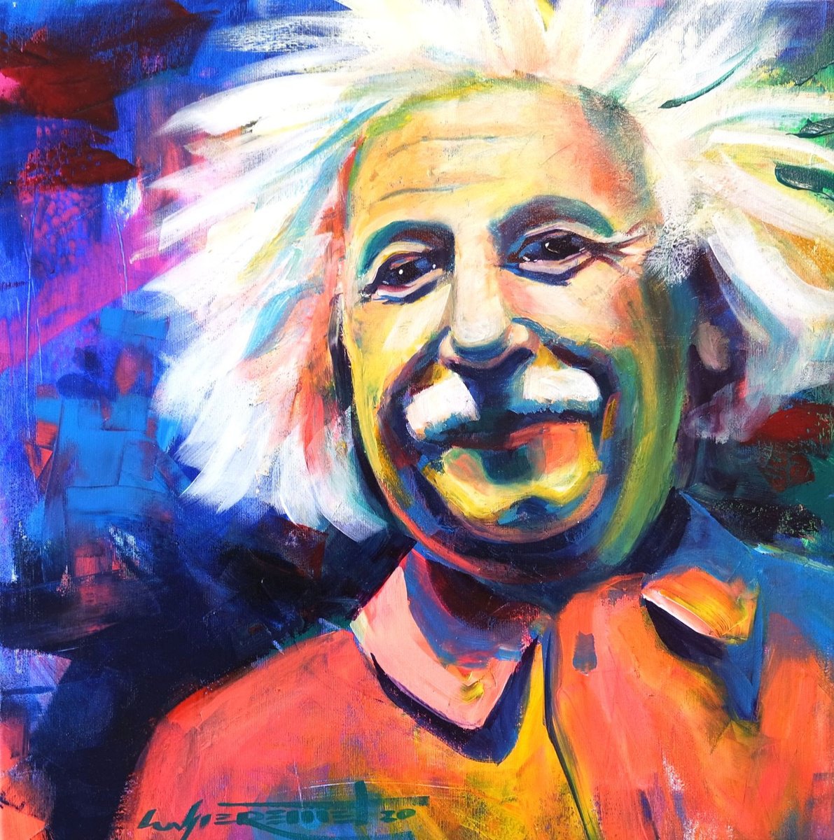 ’EINSTEIN’S SMILE’ - Acrylics Painting on Canvas by Ion Sheremet