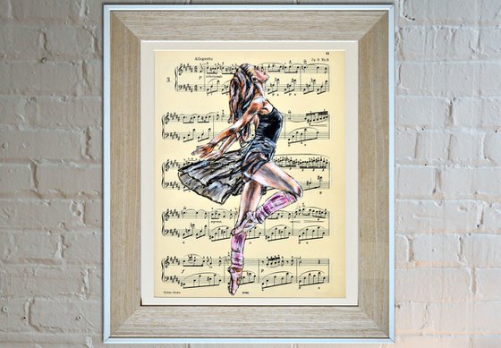 Ballerina XLV- Vintage Music Page, GIFT idea