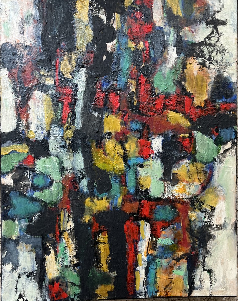 Abstract Acrylic Painting By Jeffrey Davies, 14 X 18, Luna 5, Original Artwork