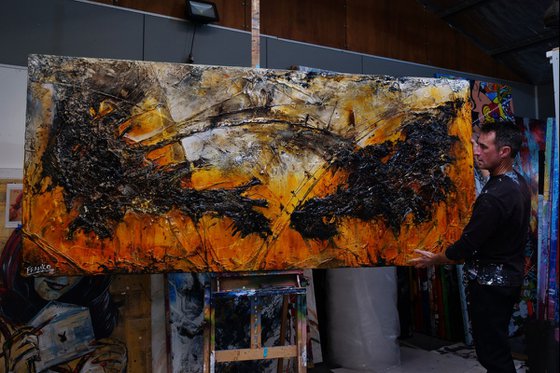 Loaded Sienna 270cm x 120cm Sienna Black Abstract Art