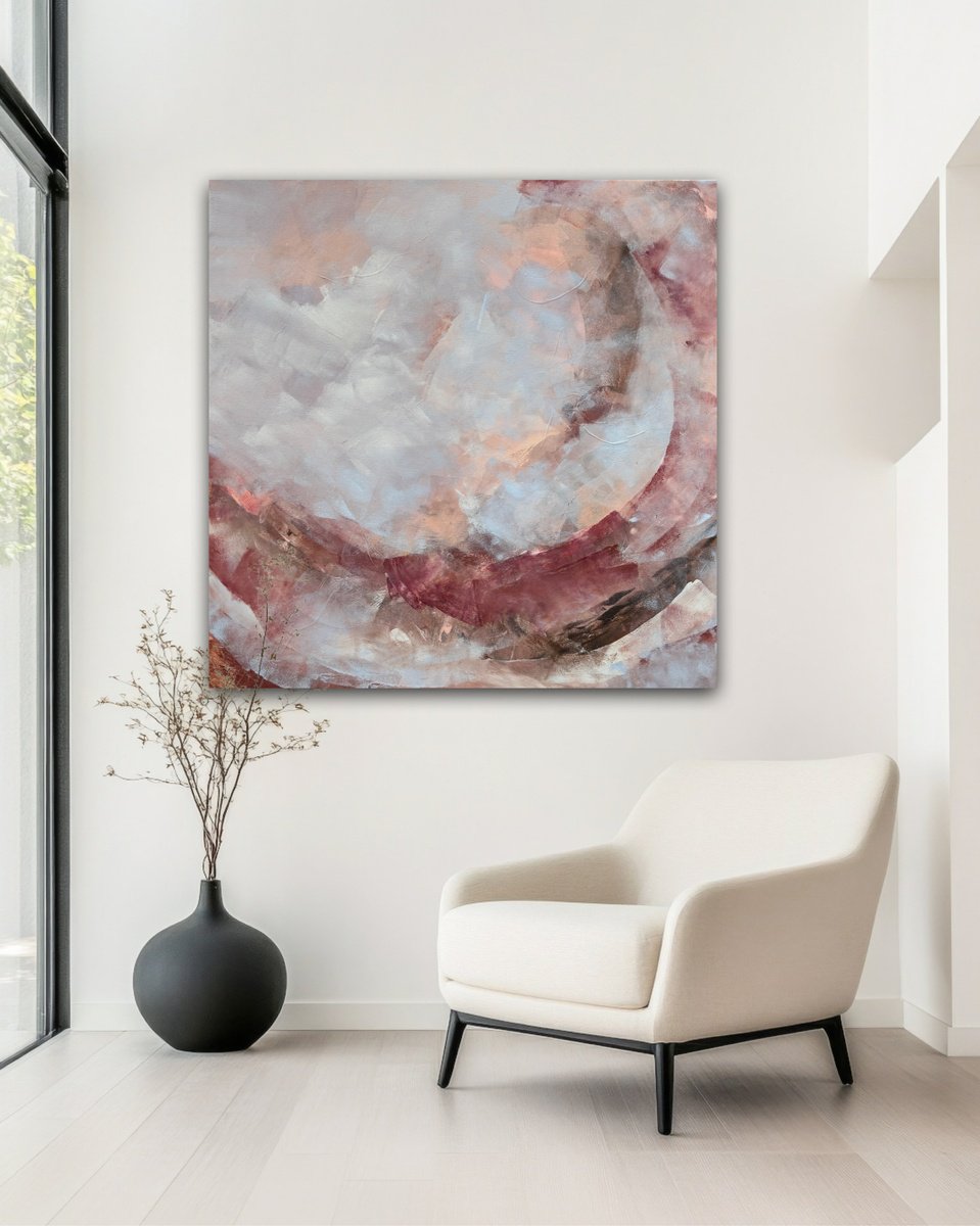 Abstract Landscape Acrylic Painting By Ivana Gigovic, 35 X 35, Dust And Dawn, Original Artwork