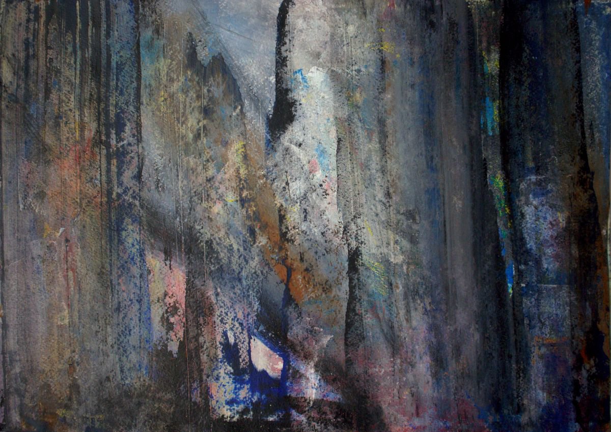 Expressive Abstract Acrylic Painting By Florina Breazu, 16 X 12, Transparency Ii, Original Artwork