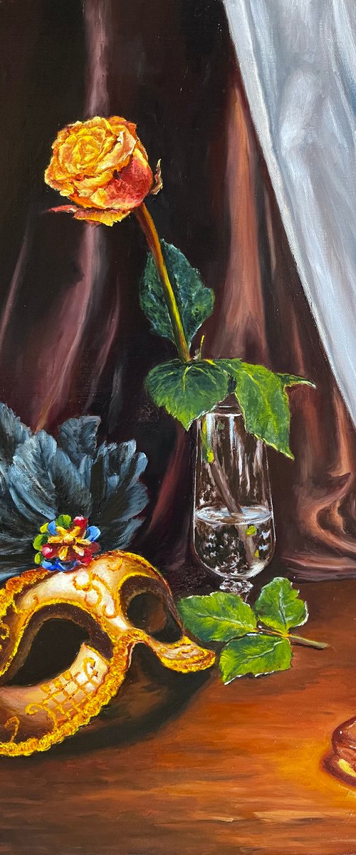 Still life with a Venetian mask by Oleg Baulin