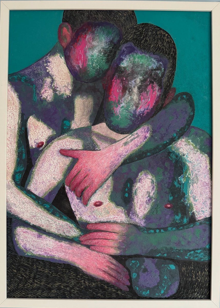 Surrealistic Portrait Acrylic Painting By Stefano Pallara, 20 X 28", Aver Cura N.11, Original Artwork