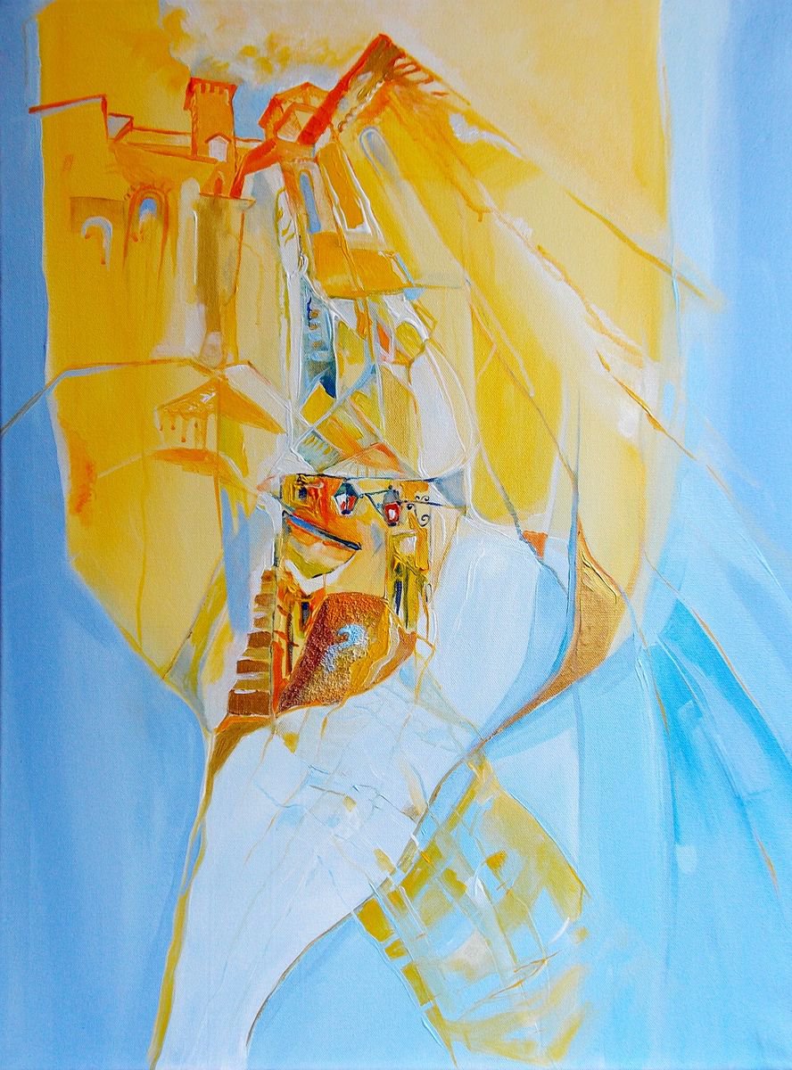 Impressionistic Cityscapes Acrylic Painting By Maria Paunova, 24 X 31", Impression, Original Artwork