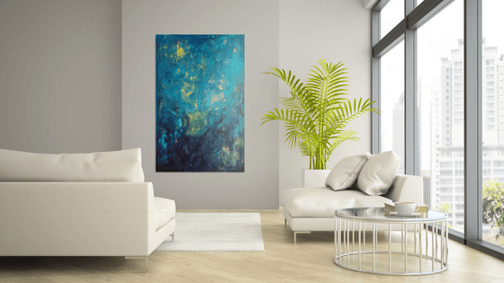When the Star is born - XL  blue abstract painting