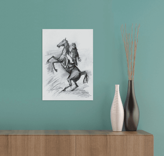 Horseman on a gray horse