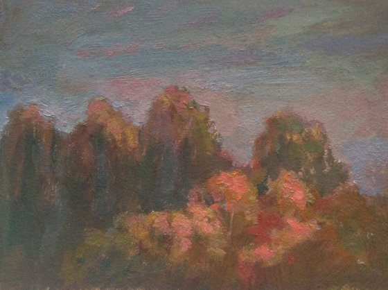 Ukrainian artwork Autumn evening miniature