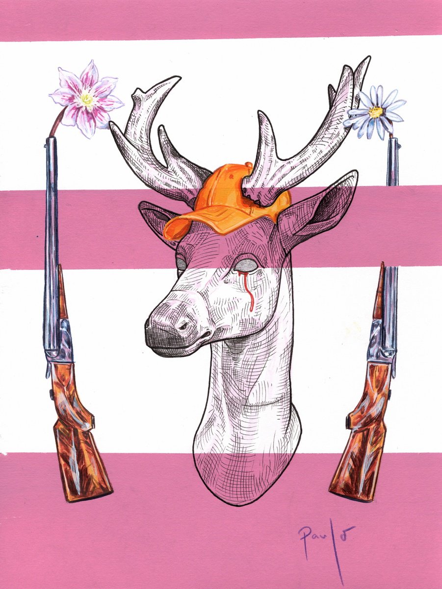 Illustrative Animal Ink Drawing By Paul Ward, 13 X 17", Agrainage, Quelles Bi?tes- Feeding Wild Animals- What Beasts, Artfinder