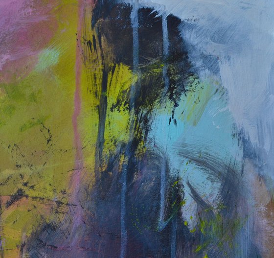 Mary's Cave -  vibrant Acrylic Abstract with pink