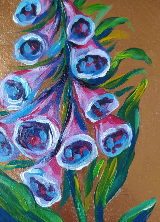 Jingle bell - acrylic, flowers, painting, jingle bell acrylic painting, small painting, flowers bells