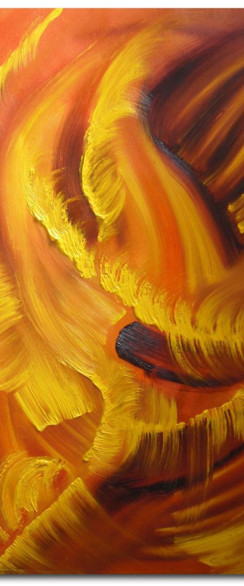 Idyll in yellow, 35x60 cm,  Original abstract painting, oil on canvas by Davide De Palma
