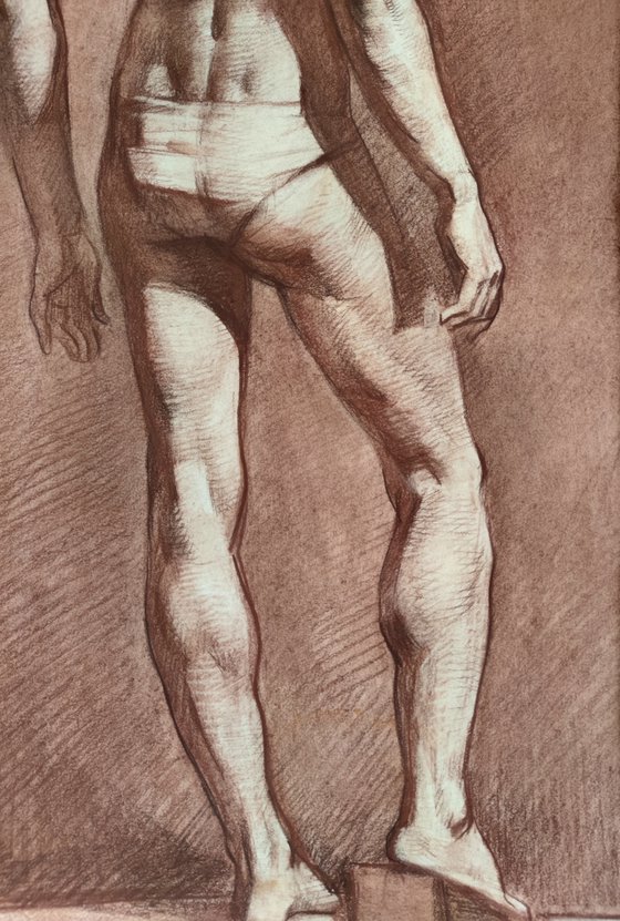 Male nude in sepia.