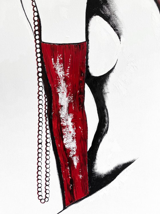 Blushing Muse in Red Gloves