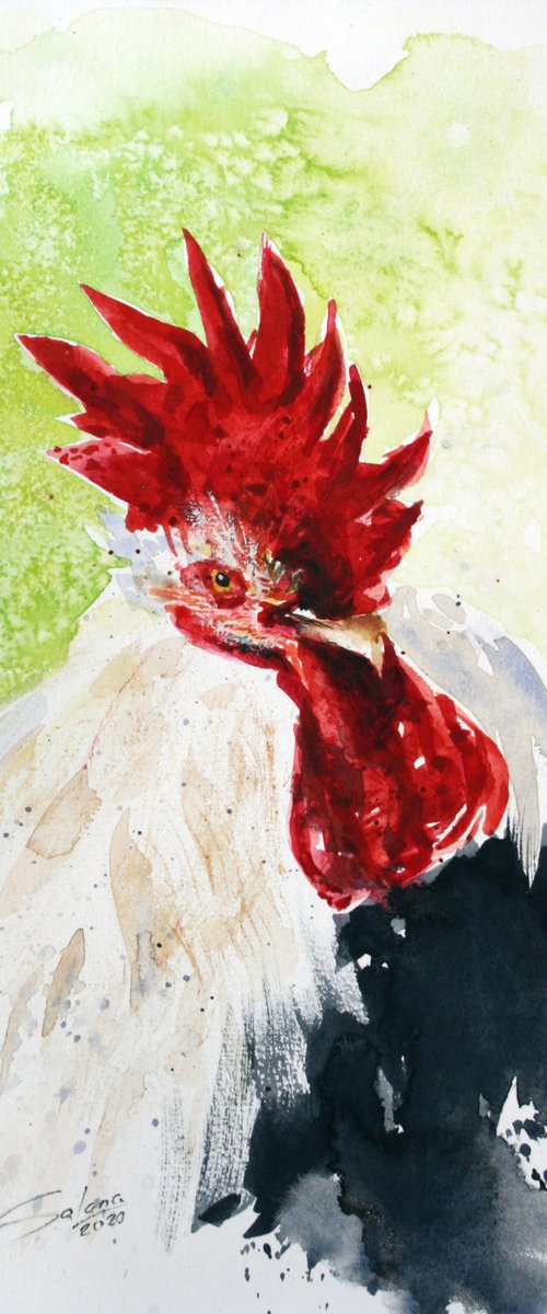 Rooster III - Pet portrait /  ORIGINAL PAINTING by Salana Art