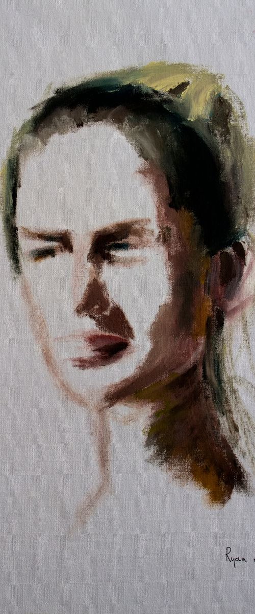 Face Study 4 Oil On Paper 9x12 A4 - Man’s Face - Picture Of A Man by Ryan  Louder