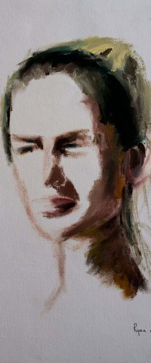 Face Study 4 Oil On Paper 9... by Ryan  Louder