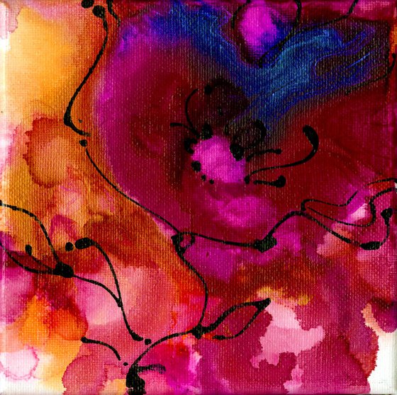 Blossoming  Lullaby Collection 1 -  Set of 3 Abstract Floral Paintings by Kathy Morton Stanion