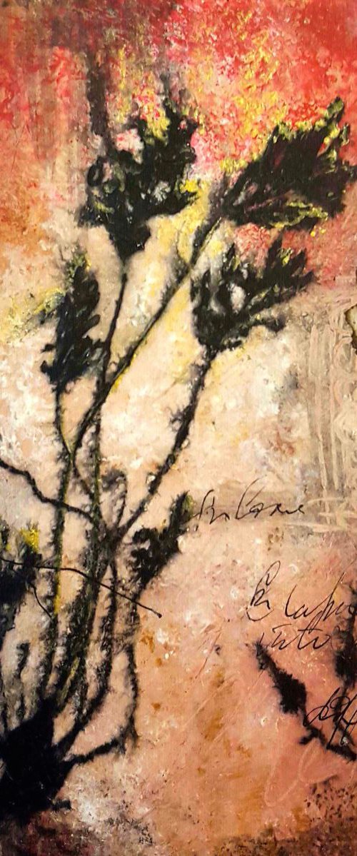 small red botanic painting by Laura Spring